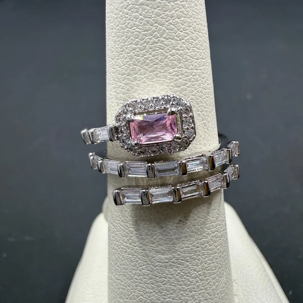 Bomb‎ Party Love and Be Loved Size 6 Ring Lab Rose Quartz RBP6473 Rhodium